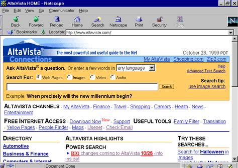 Web 1.0 AltaVista 1999 (Credit: TechRadar)